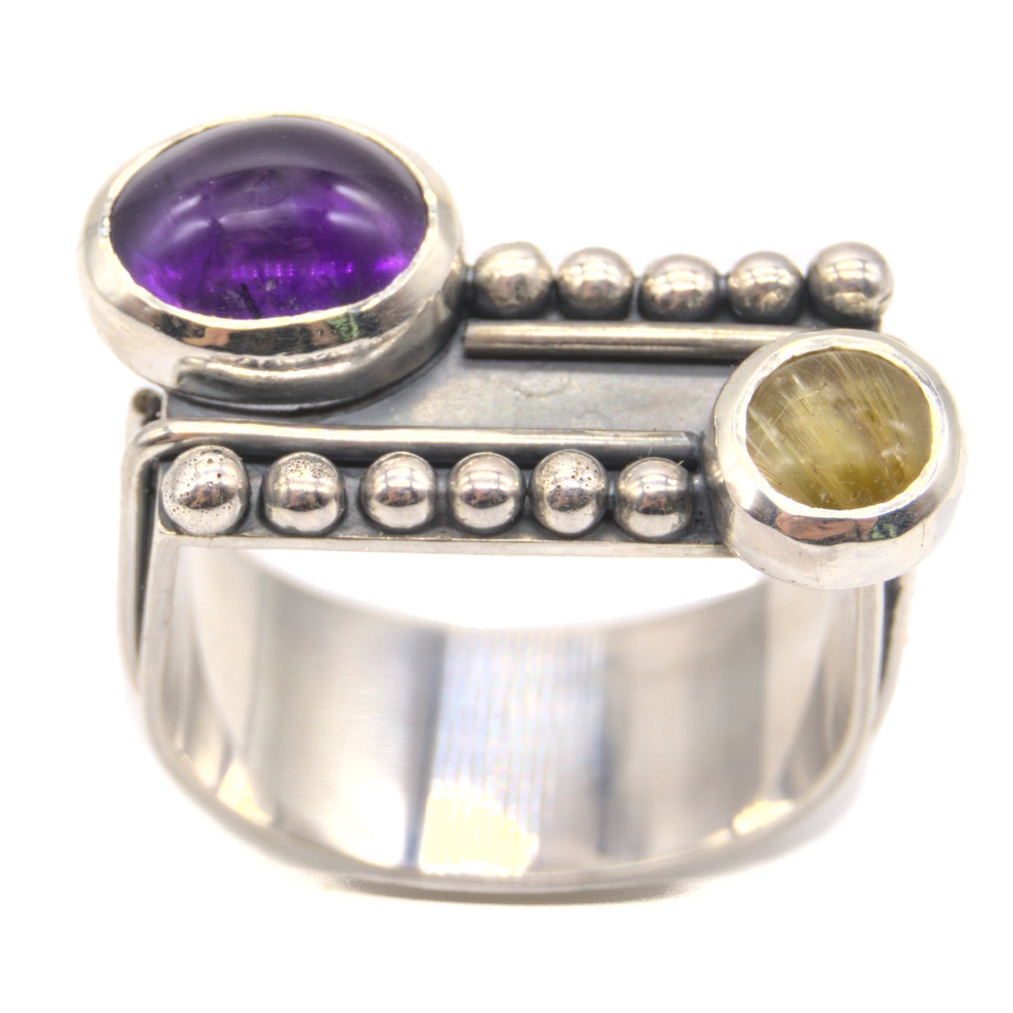 Vibrant Visions Ring-Amethyst & Rutilated Quartz
