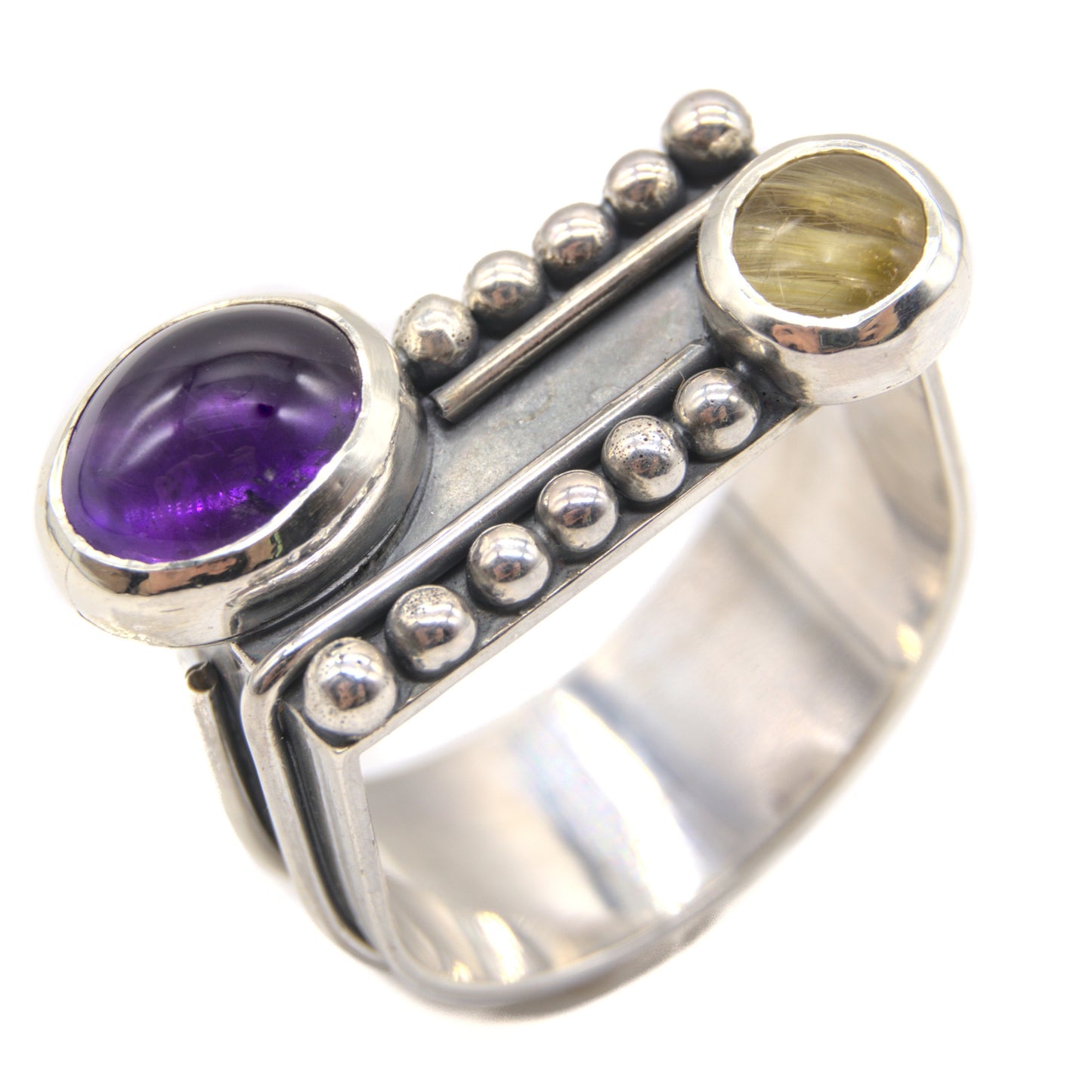 Vibrant Visions Ring-Amethyst & Rutilated Quartz