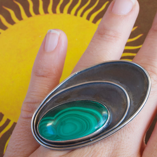 Malachite Ripples Ring