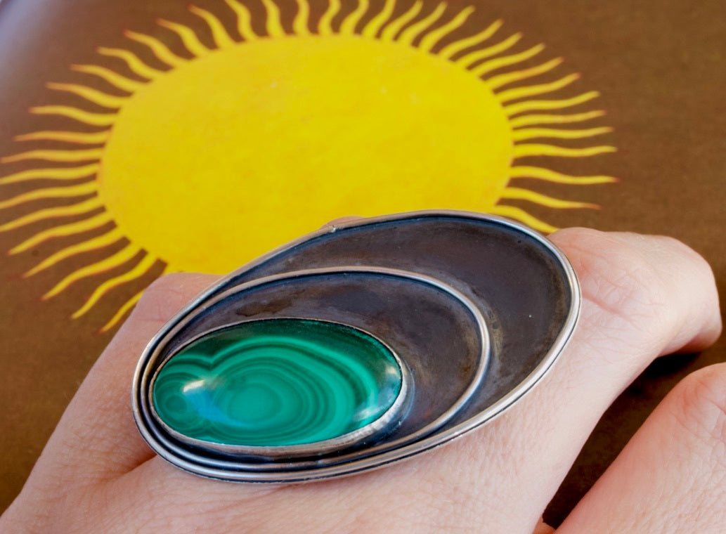Malachite Ripples Ring