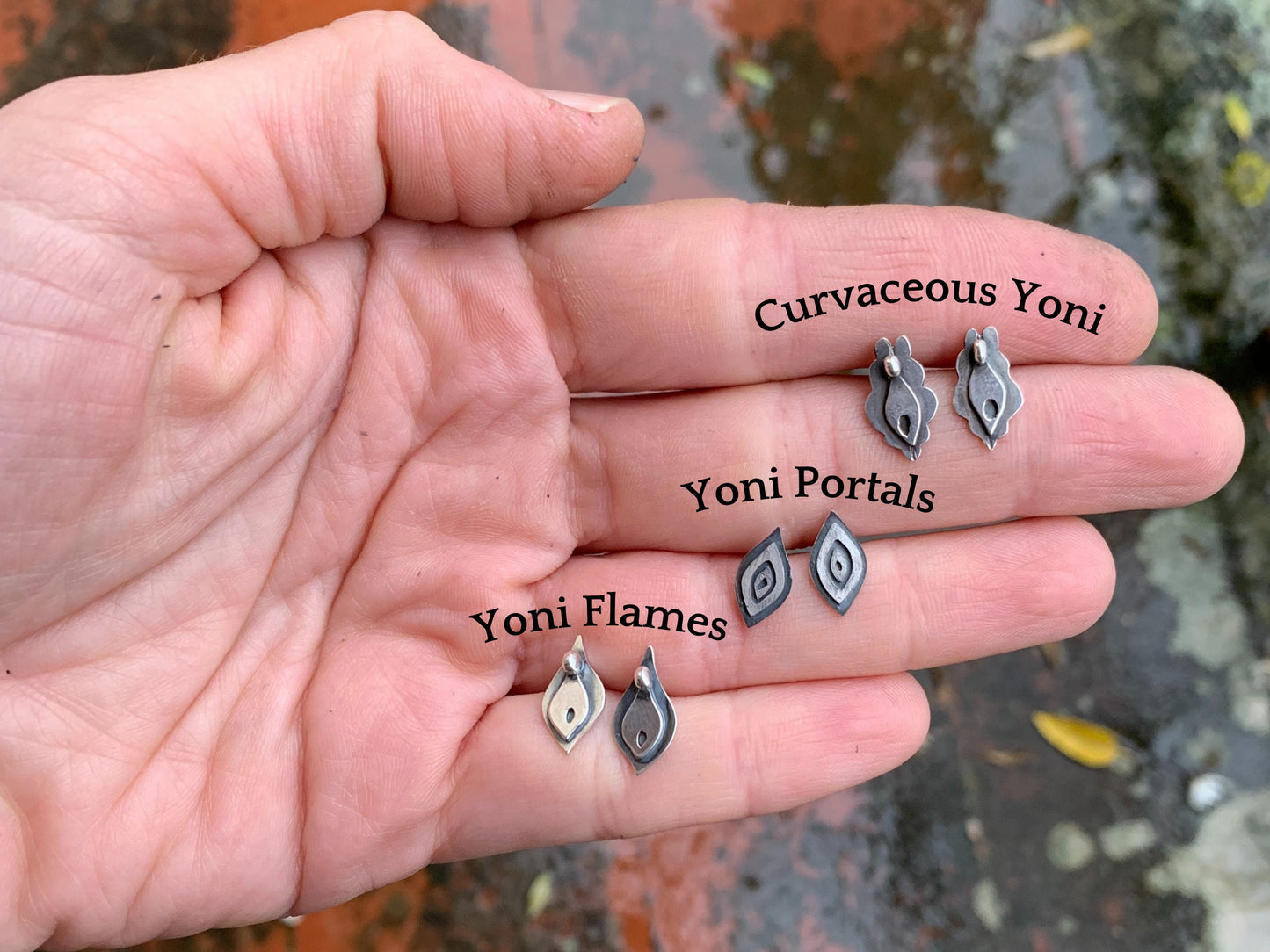 Yoni Studs Collection, (Three pairs)