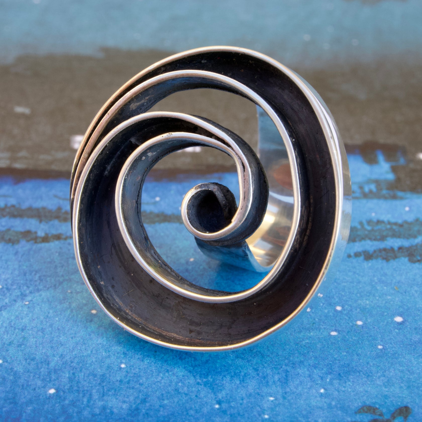 Spiraling Expansion Ring |Spiral Statement ring, handcrafted in Silver ...