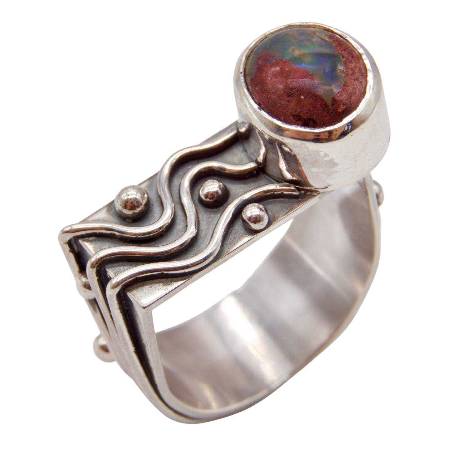 Abstract Alchemy Ring-Blue Mexican Opal